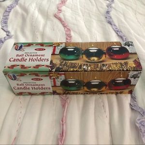 Set of 3 Reflective Ball Ornament Candle Holders